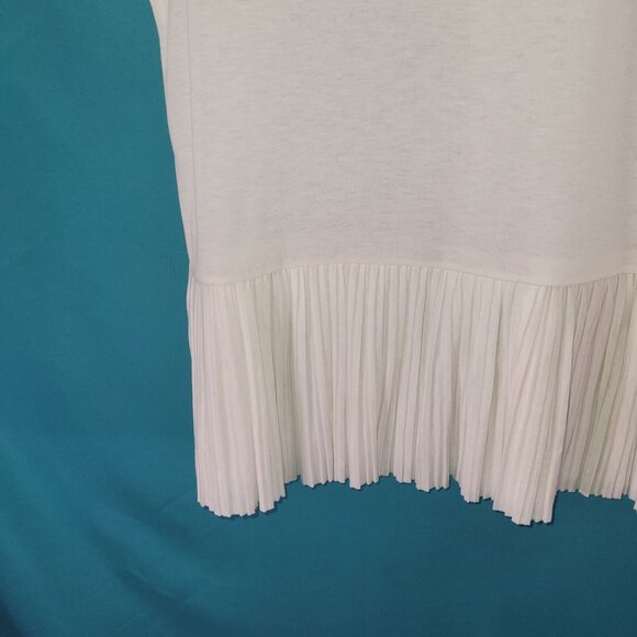 Theory Womens Sleeveless White Top With Pleated Hem - Size L - Picture 11 of 12